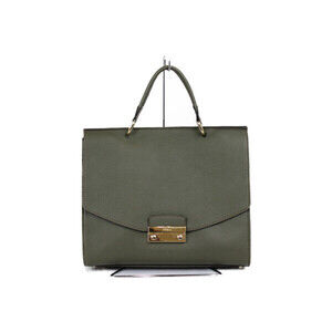 FURLA Handbag Khaki Green Leather Strap